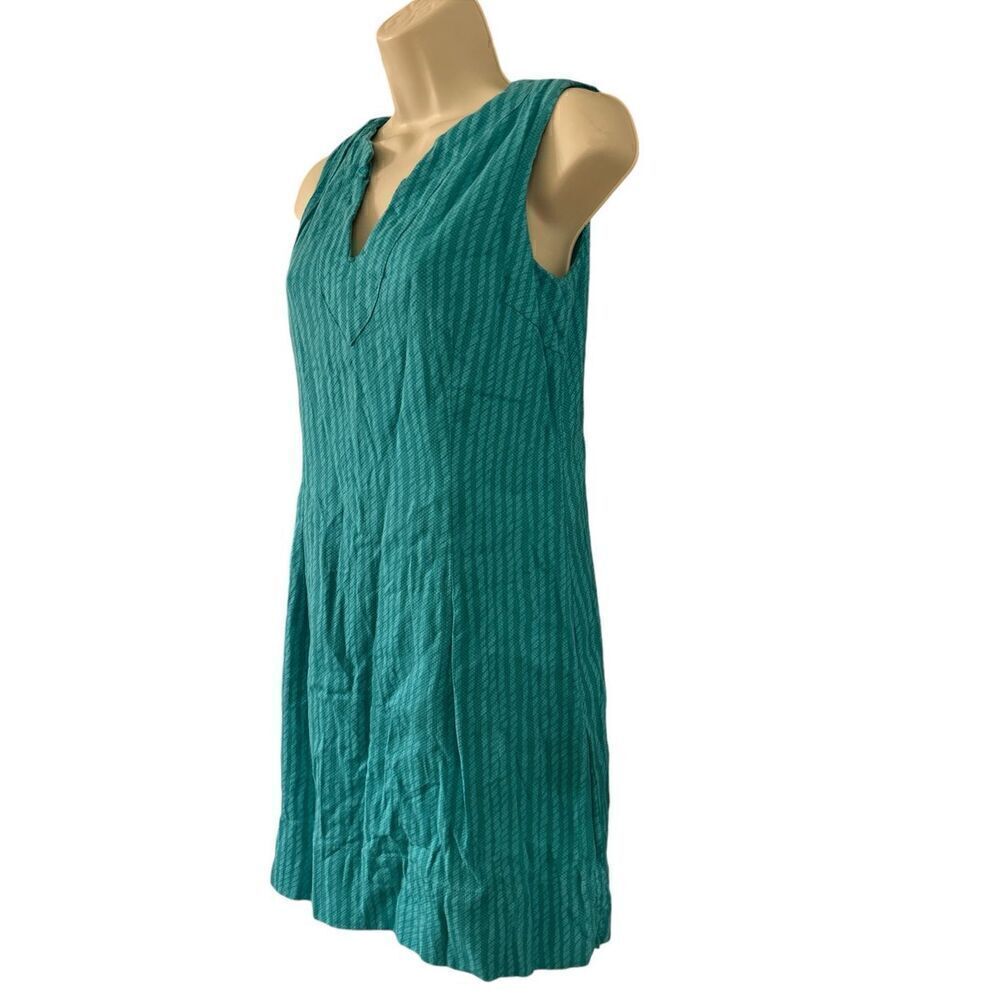 Hatley Textured Striped Teal Green Sleeveless Dress - Size 4 - Picture 2 of 7